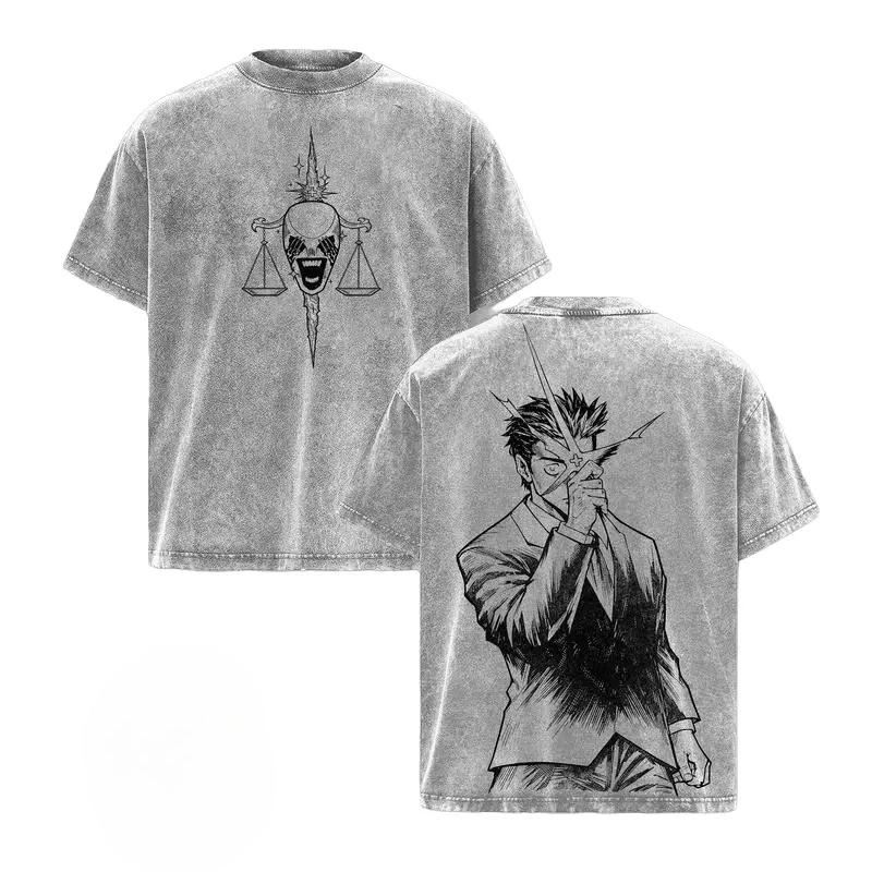 

Manga Jujutsu Kaisen Higuruma Hiromi Printed Tee Men Women Clothing Washed Cotton T-shirt Vintage Casual T Shirt Harajuku Tshirt S серый