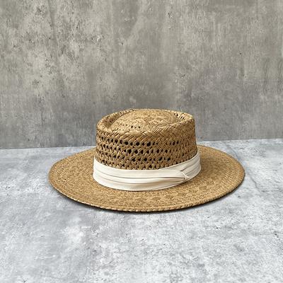Retro Hollow Top Hat Wide Brim Straw Hat Women'S Summer Vacation Seaside Sun Hat Beach Hat