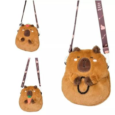 Modische Umhängetasche aus Capybara-Plüsch mit großer Kapazität, süße, lässige Capybara-Handtasche mit Cartoon-Motiv, für Schüler, Schultasche, Umhängetasche