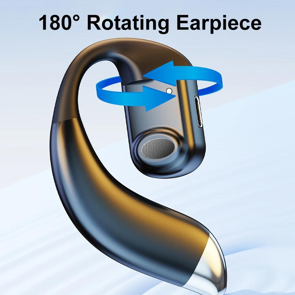 Wireless Bluetooth 5.4 Earphone Ear Hook Headphone LED Display HiFi Stereo Noise Reduction Sport Waterproof Headset