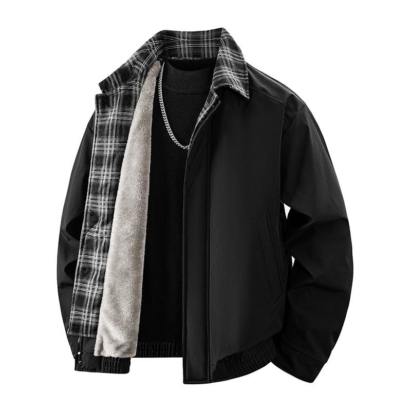 

2025 Trendy American-Style Winter Stand Collar Casual Jacket M чорний