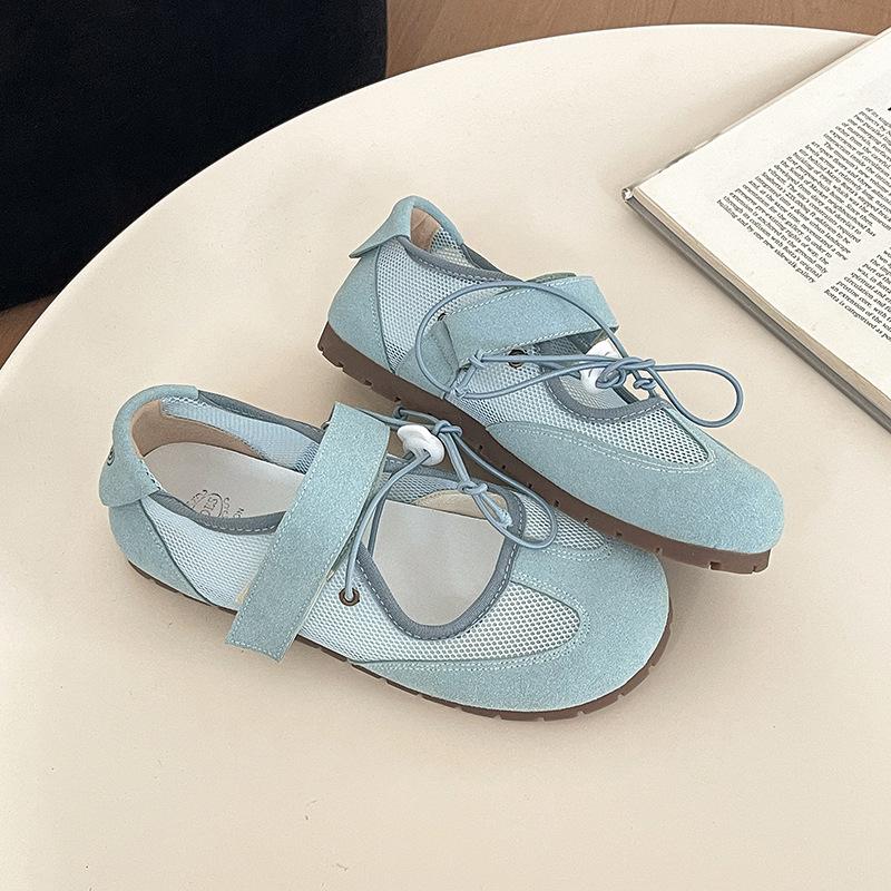 2025 Spring and Summer New Versatile Korean Version of Mary Jane Shoes Niche Fashion Silver Ballet Shoes Women's Casual Shoes