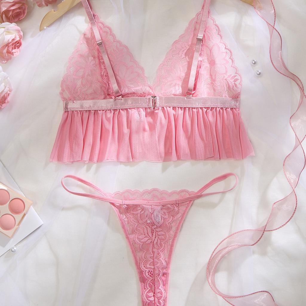 European and American New Sexy Lingerie Hot Perspective Underwear Two-piece Set of Fun Batch