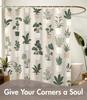 Potted Plants Pattern Shower Curtain 160X180Cm Botanical Theme Bathroom Decor Nature Inspired