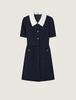 Roem Collar 2-In-1 Tweed Mini Dress (Navy) Rmowg25Nt1