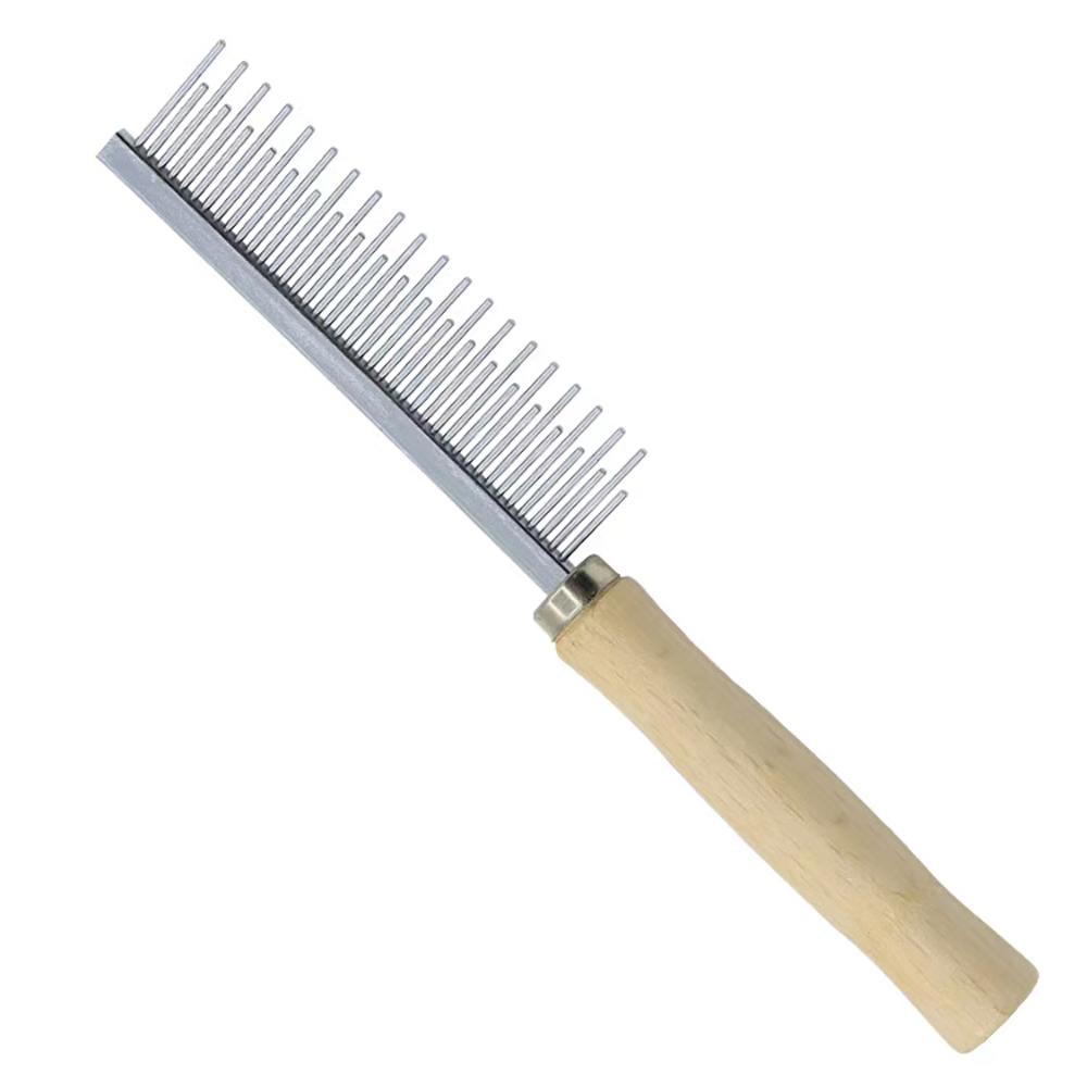 1Pcs Pet Wooden Handle Comb Cats/Dogs Stainless Steel Beauty Comb Pet Hair Removal Cleaning Tool Portable Dog Massage Accessory