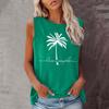 Seeyoushy Coconut Printing New Summer Fashion Harajuku Style  Crew-neck Women's T-shirt Sleeveless T-shirt Camisetas Blouse