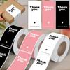 100pcs/roll Pink Thank You Sticker | Rectangular Sealing Sticker for Gift Packaging, Decorative Label, Gift Box and Baking Box, Glossy Paper