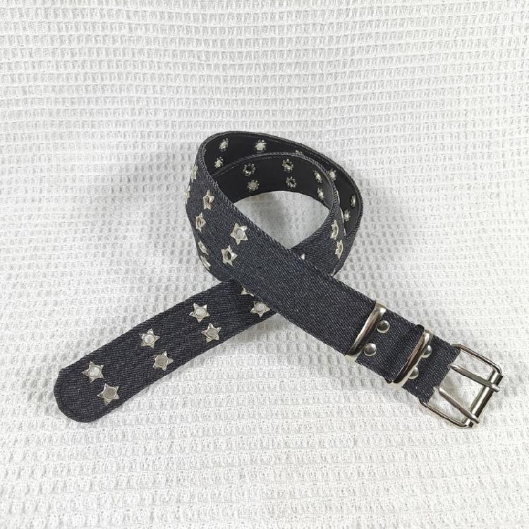 Adjustable Star Waist Belt with Star Silver Studs Detailing for Rock Music Lover Festivals and Nightclubs Waistband