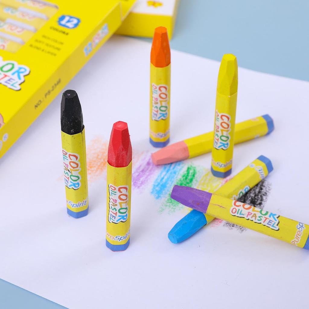 Children's Boxed Oil Pastels - Multi-color Sticks for Art and Doodling, Available in 12 or 24 Colors