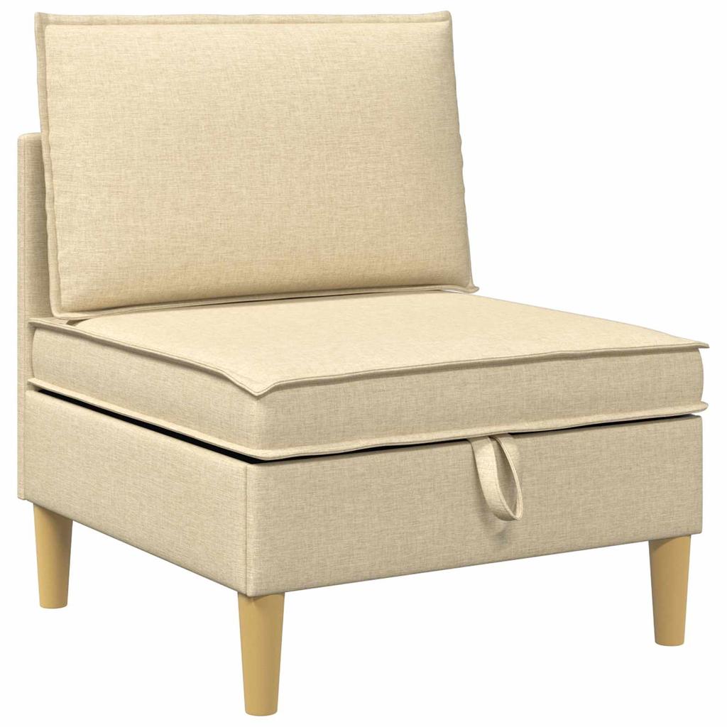 Modular Sofa Set with Storage Space 3 Pcs Cream Fabric