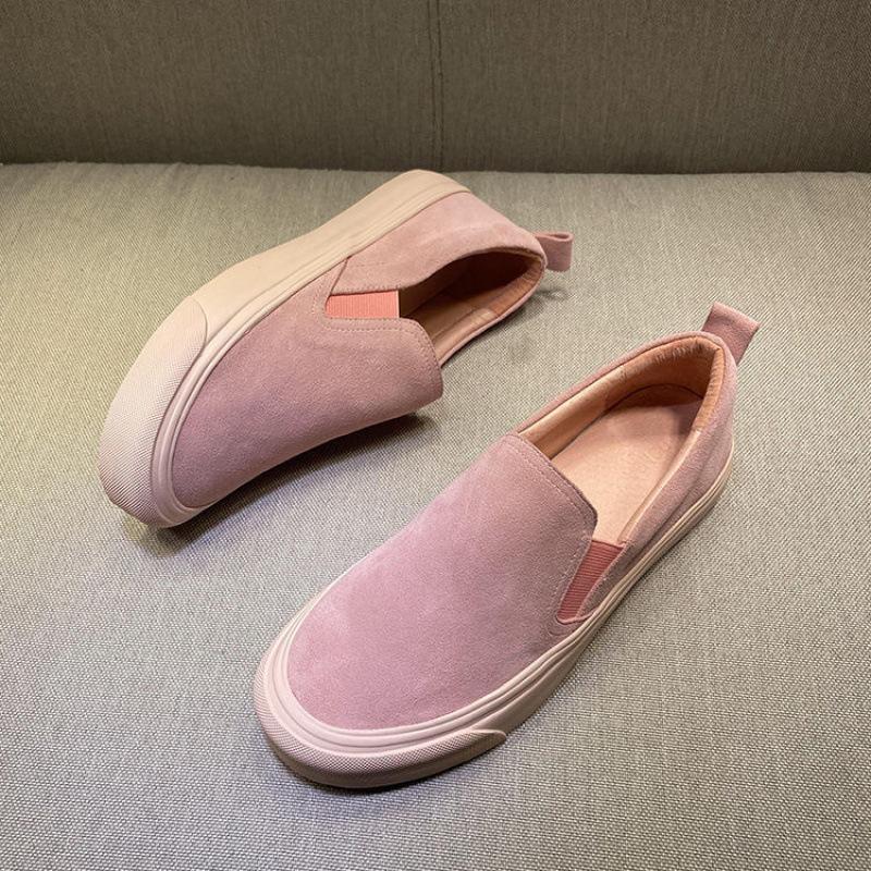 

Лоферы женские в британском стиле из кожи, весна 2025, новые повседневные туфли на одной педали, кексовая платформа, ленивые туфли прилив 34 розовый