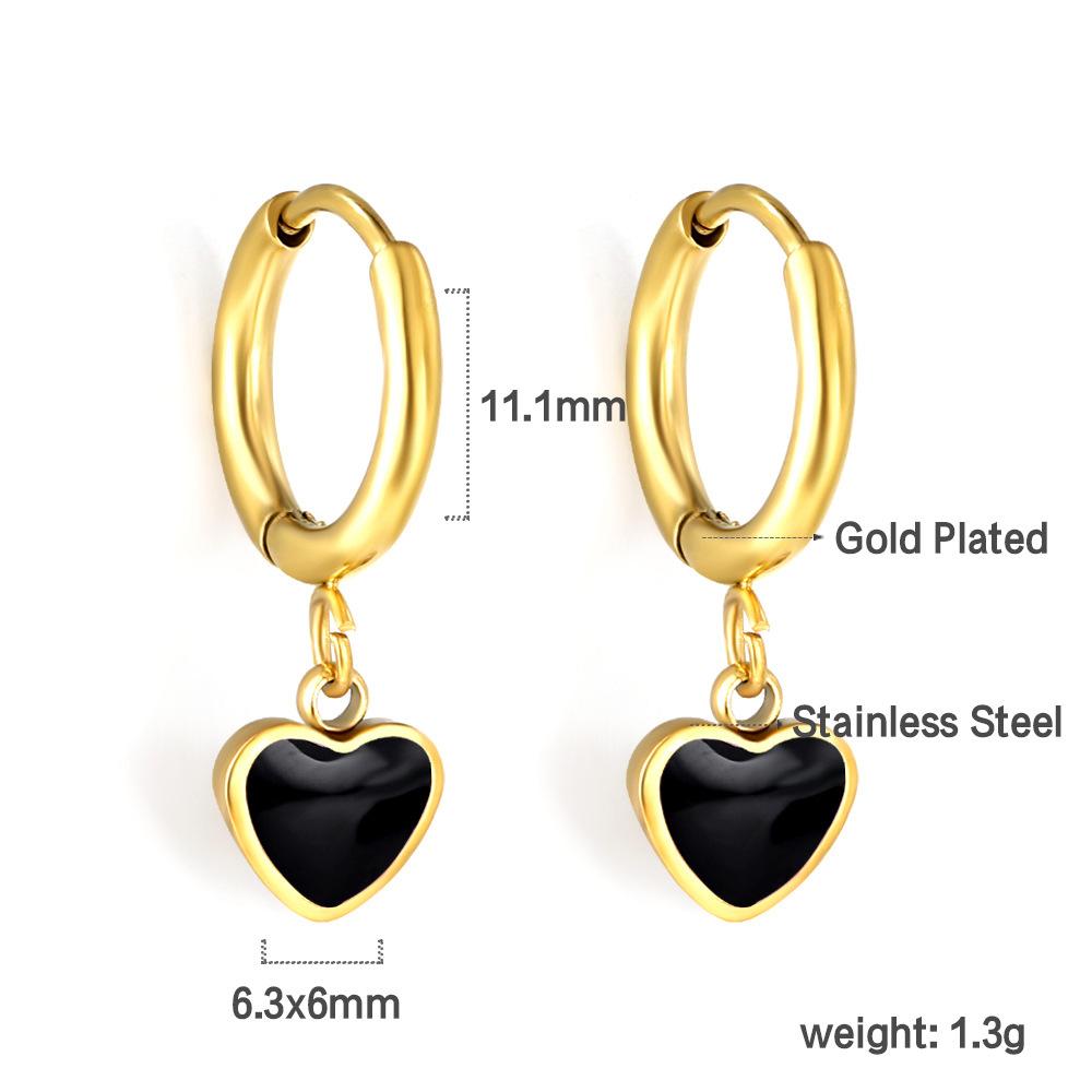 Love earrings simple personality cute girl color dripping oil heart stud earrings stainless steel earrings