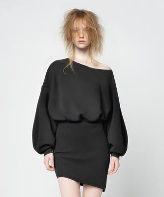 Milkeuaeswiaendeudolseu Asymmetric Sweat Mini Dress - Black