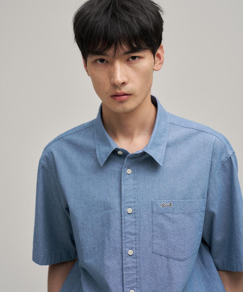 LE TIGRE Oxford Short Sleeve Shirt (Mid Blue)