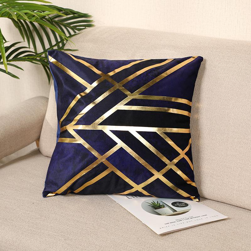 Li Velvet Bronzing Sofa Living Room Pillowcase Ins Style Nordic Car Waist Pillowcase Geometric Pattern
