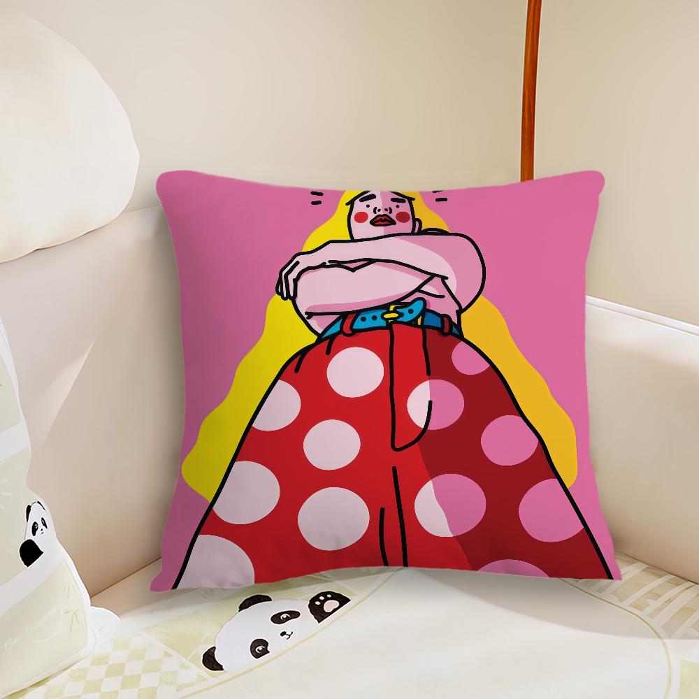 Cartoon Fun Retro Decorative Cushion Cover Plush Fabric Soft Double Sided Print Sofa Cushion Cover Throw Pillow Covers