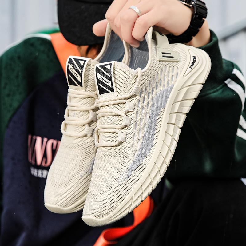 2024 New Summer  flying mesh surface breathable sports shoes trend all casual men's shoes soft soles comfortable running shoes