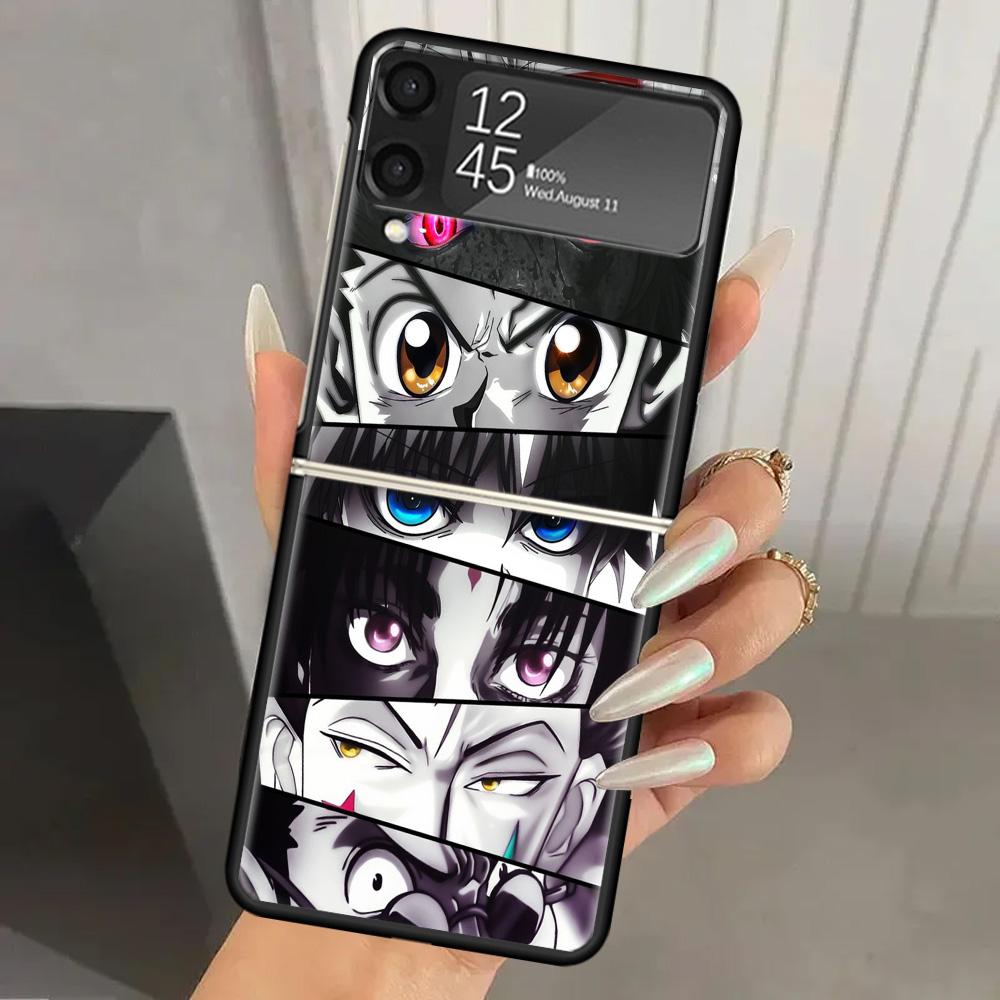 Hunter HXH Anime Hard PC Phone Case For Samsung Galaxy Z Flip 7 6 5 4 3 Black ZFlip7 ZFlip6 Flip5 Flip4 Flip3 5G Print Cover Gal