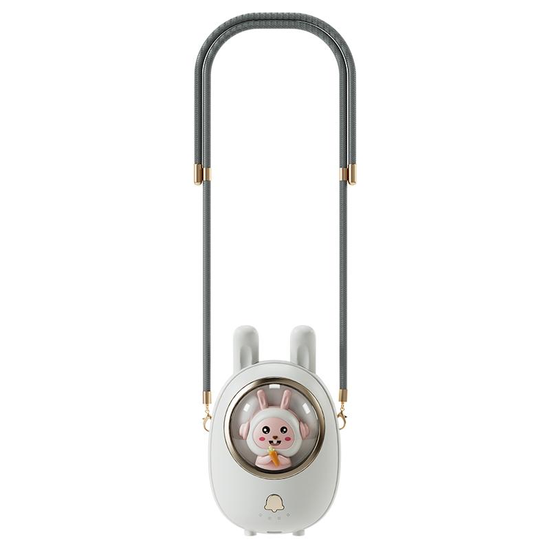 New Cartoon Doll Portable Mini Hanging Neck Fan 1200mAh Rechargeable Handheld Desktop Fan with Healing Ambient Light