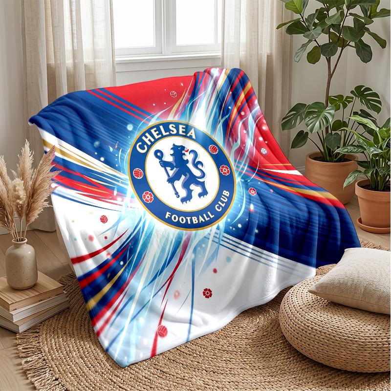Chelsea FC Theme Blanket Soft Flannel Blanket Plush Throw Blanket Cozy Sofa Bed Blanket for Home Decor