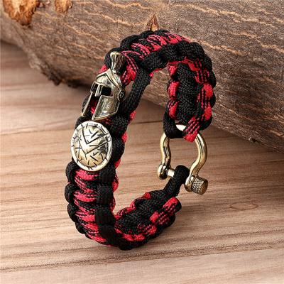 Nordic Outdoor Spartan Warrior Helmet Lanyard Bracelets Men Antique Vikings Accessories Survival Paracord Bangles Homme Handmade