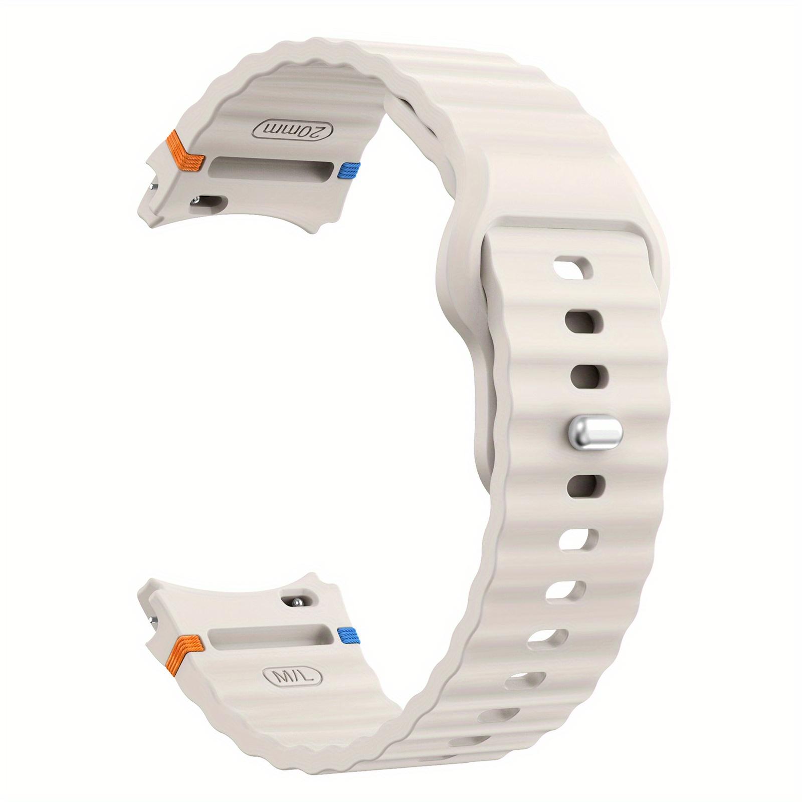 

20mm Wave Pattern Stitched Reverse Strap for Samsung Galaxy Watch7/FE/6/5/4 Adjustable Secure Clasp Sports Watchband Galaxy Watch7 40mm