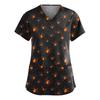 Tuta da donna alla moda con scollo a V, manica corta, con tasche, top stampati per Halloween, abbigliamento