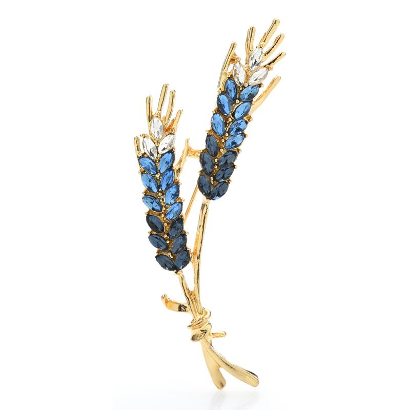 Wuli&baby Beautiful Wheat Designs Brooches Pins Crystal Charming Flowers Plants Casual Party Brooch Fashion Jewelry Gifts