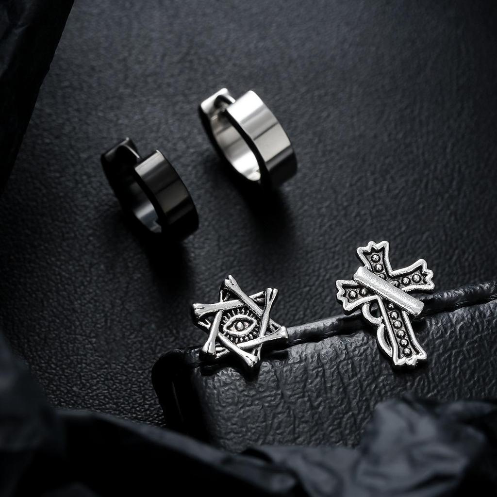 Trendy Titanium Steel Stud Earrings for Men & Women - Cool Punk Hip Hop Style, Minimalist Versatile Street Jewelry