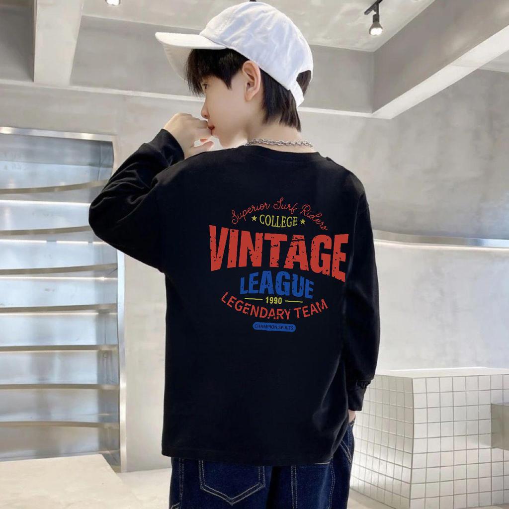 100% Pure Cotton Boys' Long-Sleeve T-Shirt - Loose Fit, Round Neck, Autumn Collection for Children