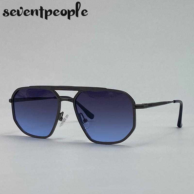 Classic Square Punk Sunglasses Men  Luxury Brand Vintage Metal Frame Polygon Sun Glasses Trendy Double Beam Shades For Male