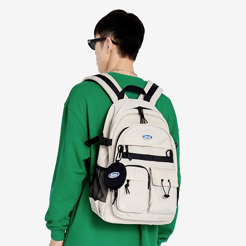 Original White Computer Double - Shoulder Backpack for College Girls, High School and Junior High School Students