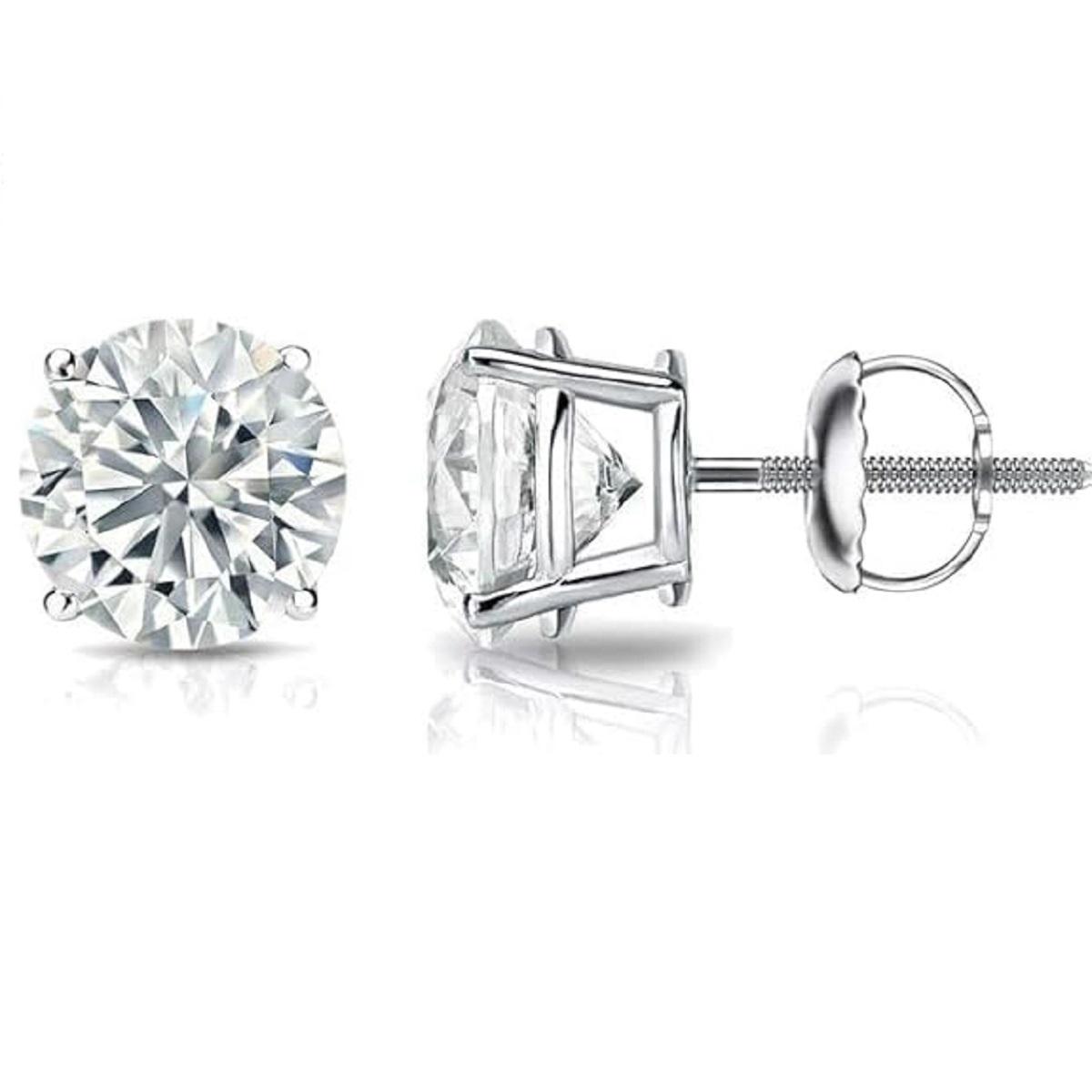 

Серьги-гвоздики с круглыми лабораторными бриллиантами 1/4–2 карата из 14-каратного золота EF SI1-SI2 Cttw с 4-зубчатой корзиной и винтовой застежкой 15MM серебряный