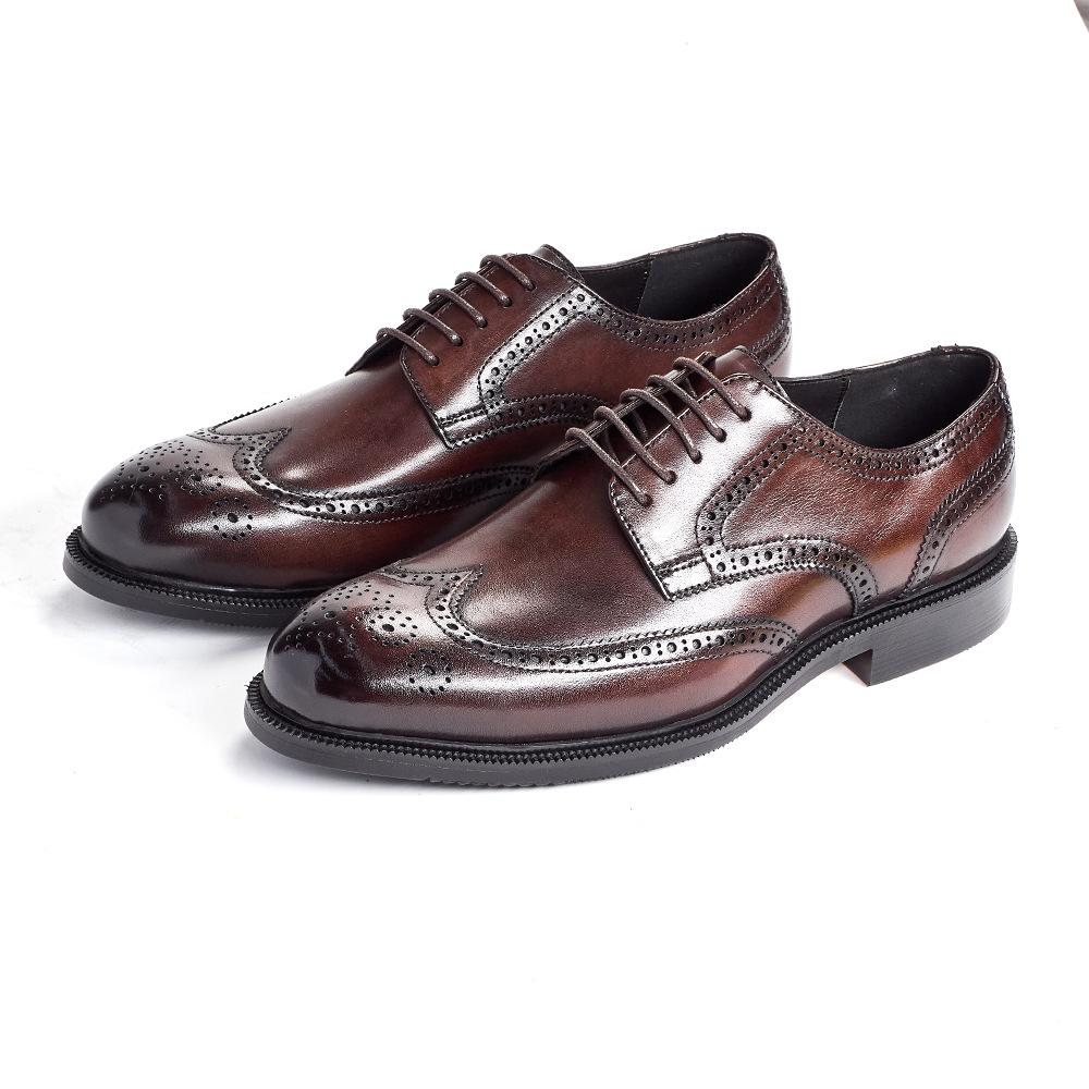 Spring British Style Men'S Leather Shoes Men'S Pointed Leather Shoes Casual Brock Men'S Shoes Business Large Size Leather Shoes