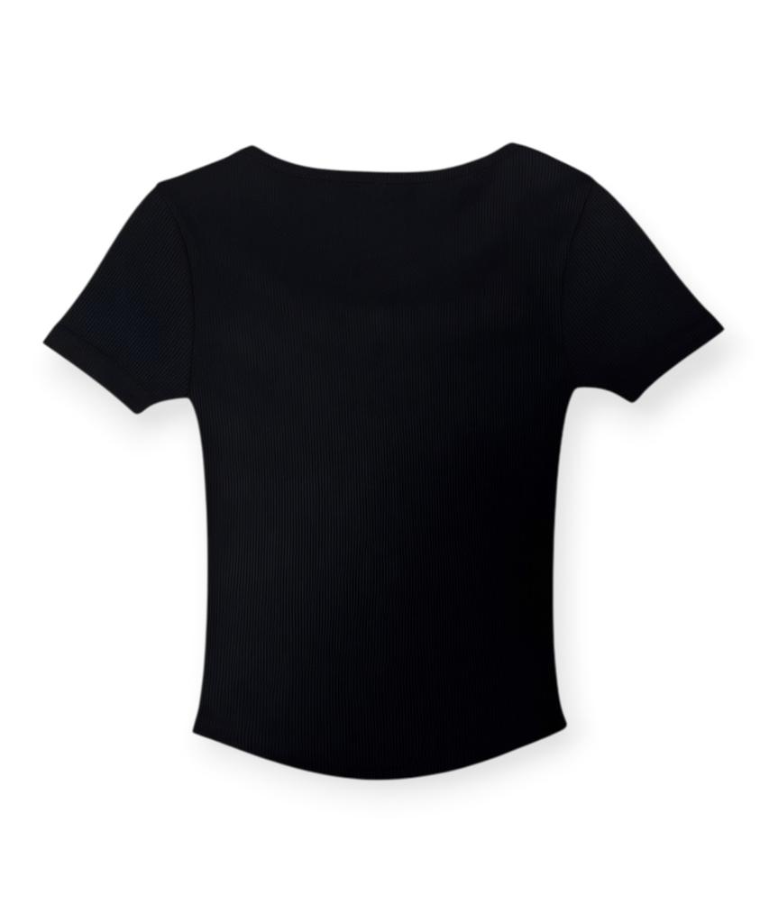 BORN SLIPPY Crystal Star Square Neck Tee (Black)