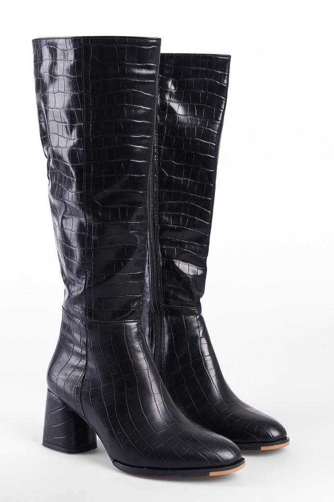 Women Modern Stylish Fashion Boots Boots Faux Leather Oval Toe Side Zipper High Heel Boots