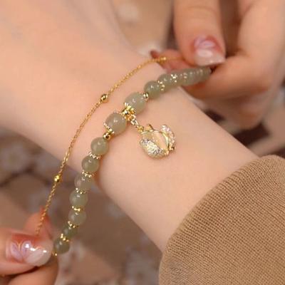 Pulsera de Cuentas de Cristal para Mujer Pulsera con Colgante de Tulipa Pulsera Ajustable de Aleación Joyería Femenina Regalo de Cumpleaños San Valentín para Esposa Novia Ella