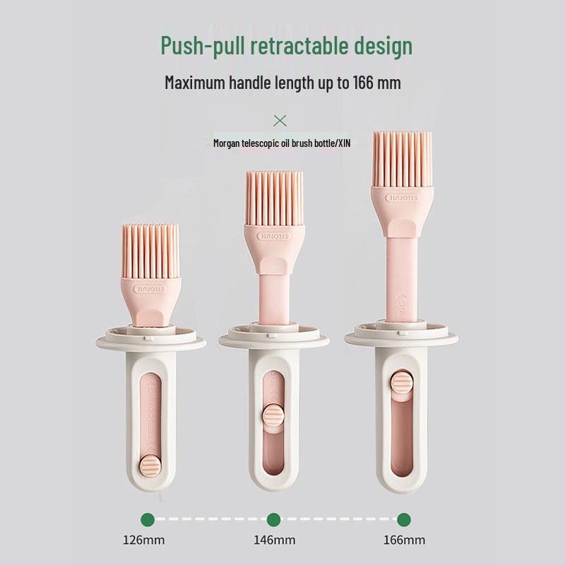 Retractable Oil Bottle with Built-In Silicone Brush, High Temperature Resistant, Food Grade Glass for Kitchen & BBQ