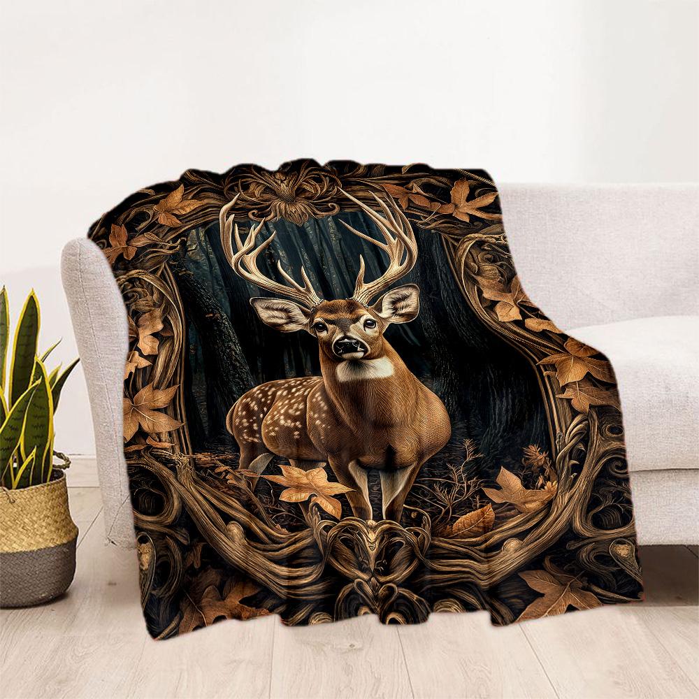 Deer Blanket Ultra-Soft Perfect for Chair Couch Sofa Four Seasons Universal Modern Style Gifts For Family Or Friends