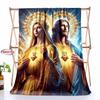 Coperta artistica in flanella della Vergine Maria misericordiosa, 6 taglie, per divano, ufficio, pisolino, per tutte le stagioni, lavabile in lavatrice