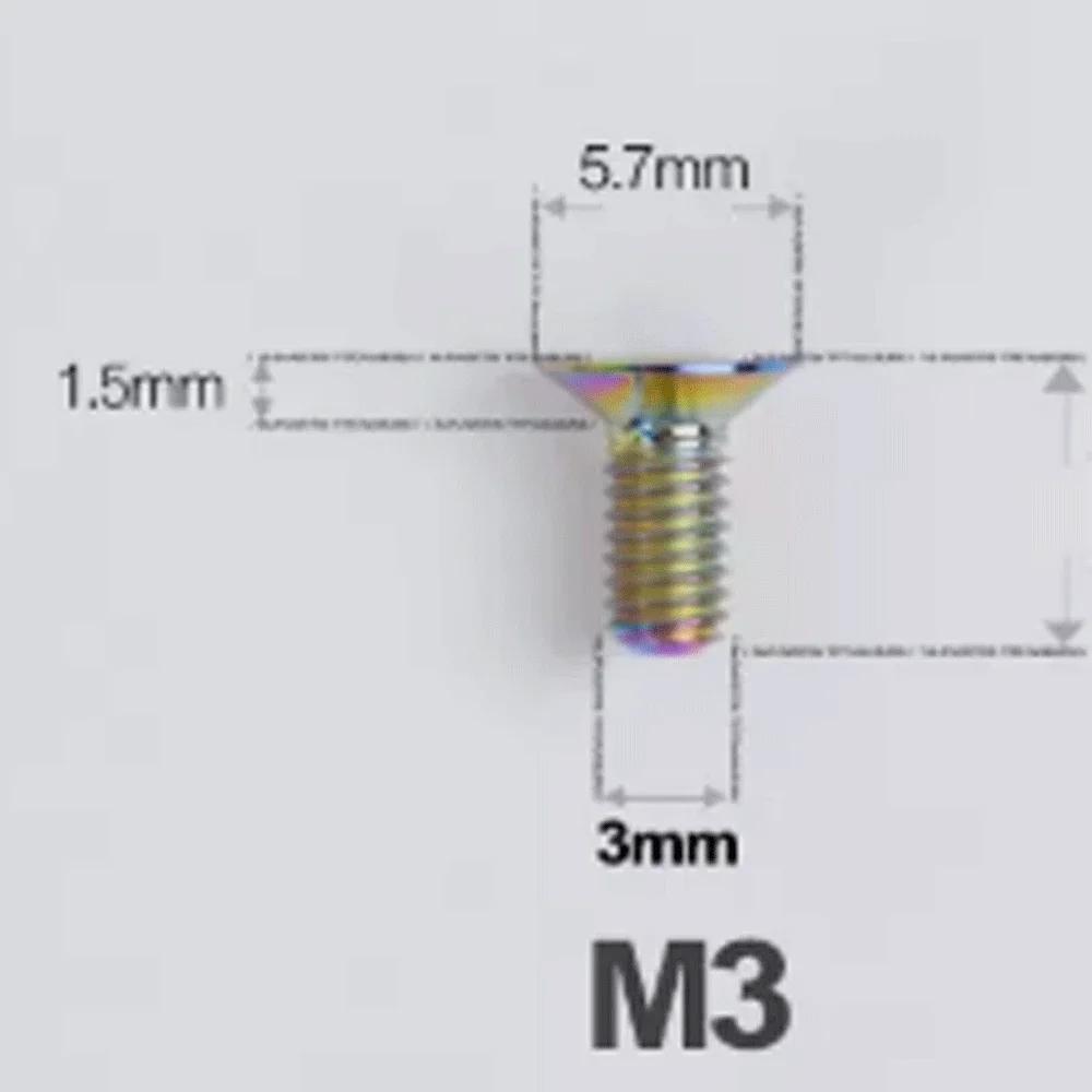 1 PC Various Color M3*6/8/10/12/15-30mm TC4 GR5 Titanium AlloyT10 Torx Flat Countersunk Screw Bolt For Bike Bicycle Road Bike