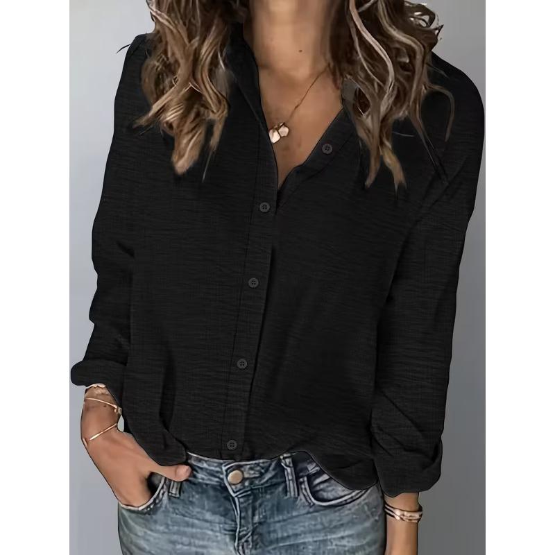 Camicia da Donna Stampata a Maniche Lunghe Moda Revers Casual Quotidiana Top da Donna