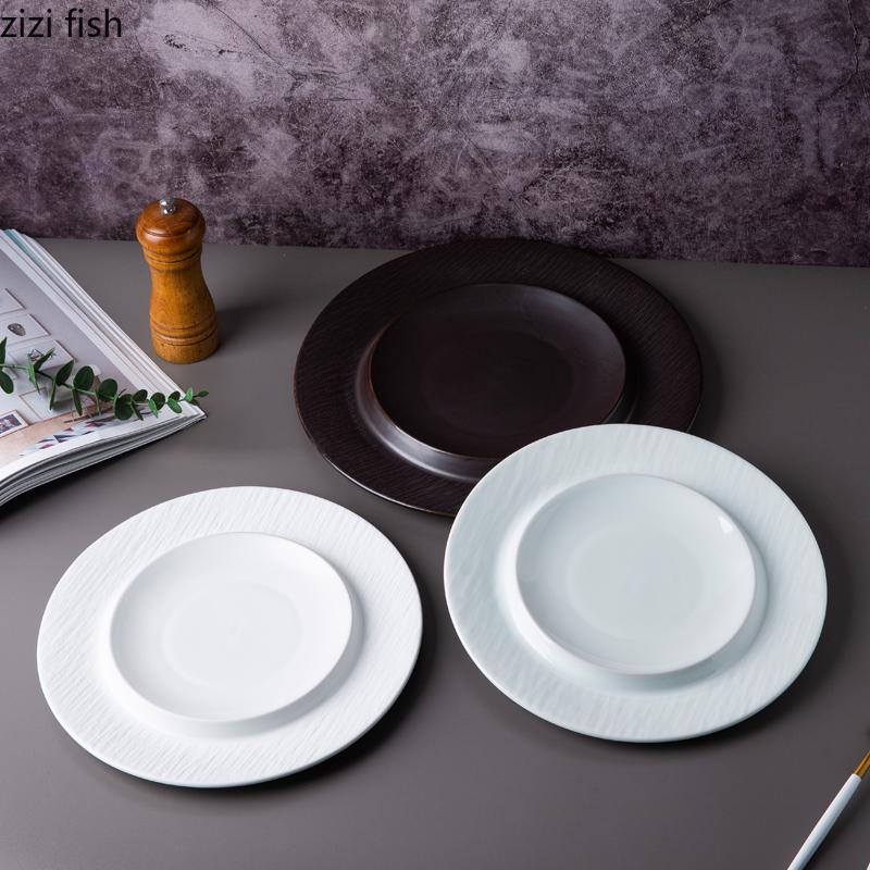 Runder Keramik-Speiseteller, Suppenteller, Steakteller im westlichen Stil, Obstteller, Salatschüssel, Sushi-Teller, Dim-Sum-Teller, Stachelscheibe