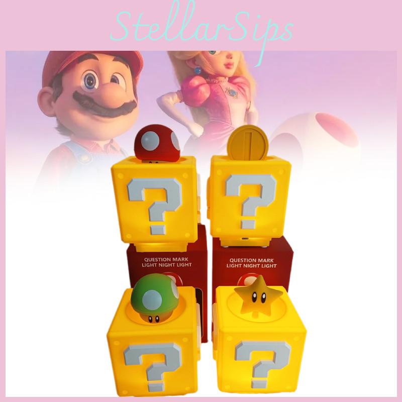 Bros Mario Super Night Lamp Question Mark Star Mushroom Bedroom Rechargeable