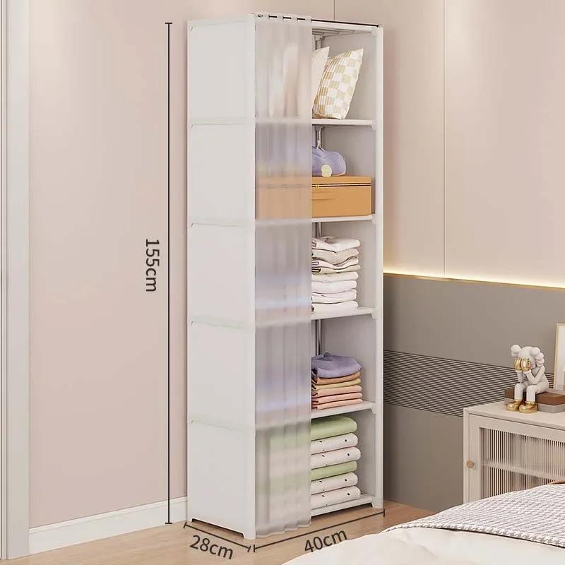 Dustproof Wardrobe Multipurpose Storage Rack Multi-layer Bookshelf with Curtains High Capacity Simple Assembly Storage Shelves