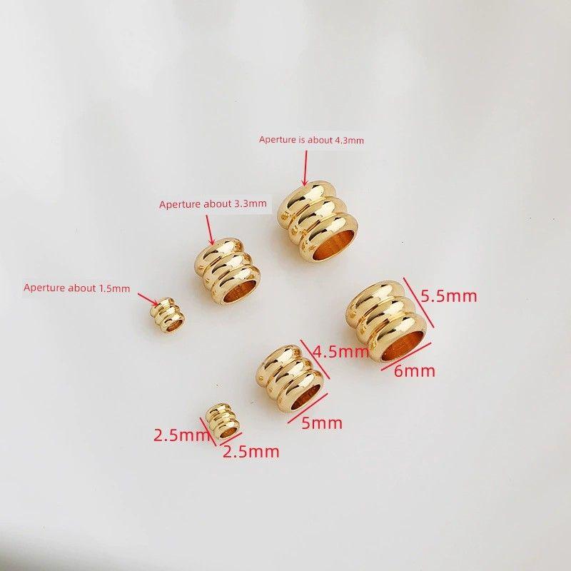 

Сделай сам 14K Трехслойный Кожаный Шнур Фиксированные Разделительные Бусины Позолоченные [10] 14K gold 4.5*5mm three-layer barrel beads
