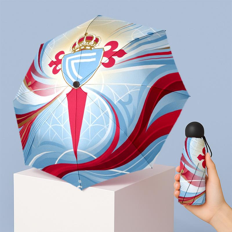 Celta Vigo FC Mini 5 Fold Pocket Umbrella Compact Lightweight Anti UV Rain Sun Protection Umbrella Portable Travel Umbrella