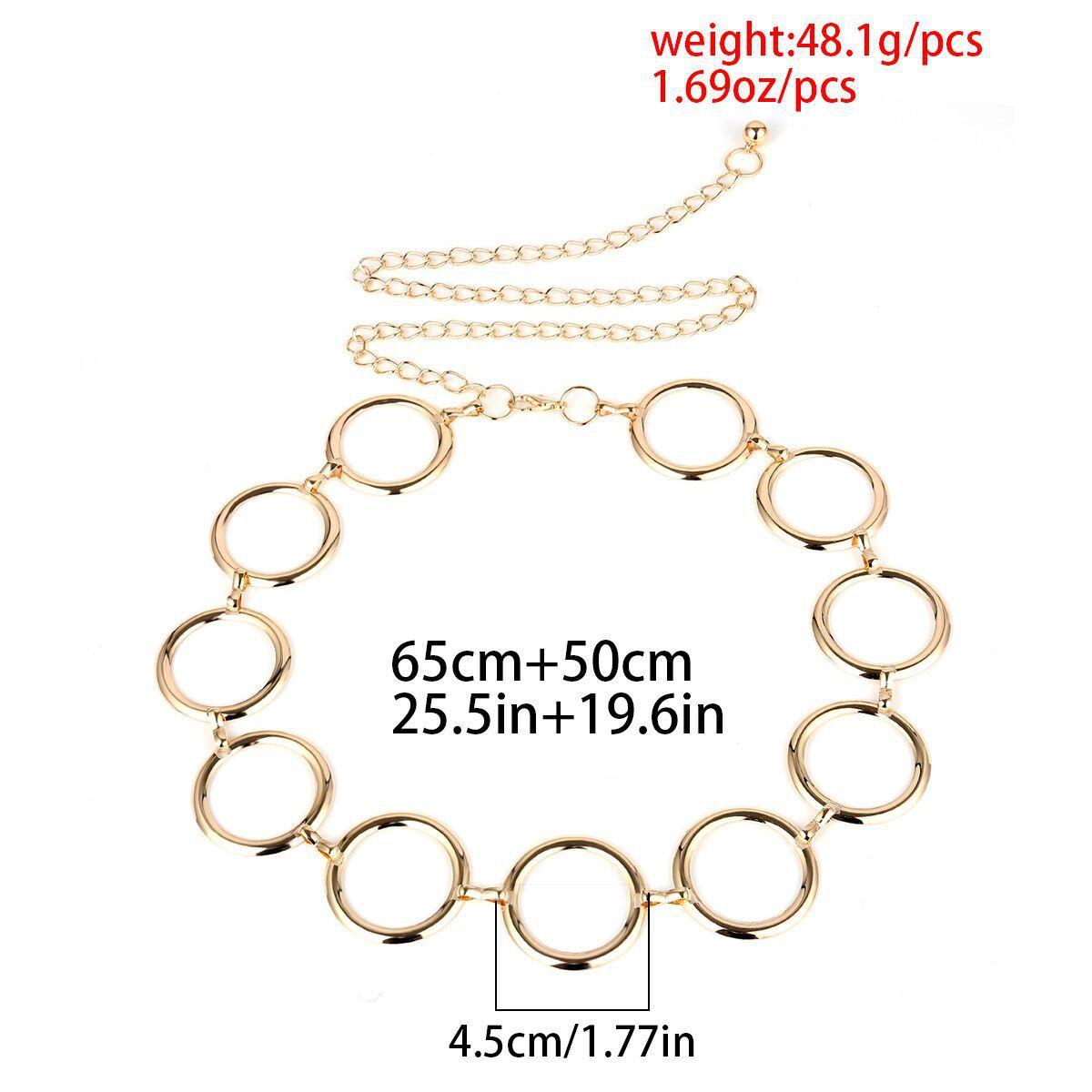 Simple Geometric Round Chain Body Chain, Design Liquid Lava Irregular Metal Waist Chain