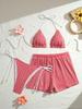 European & American Skirt-style Bikini 3-piece Set: Lace-up Luxury Resort Swimwear